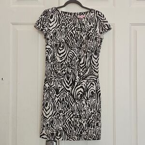 Lilly Pulitzer Layton Shift Dress brown zebra pattern Size S